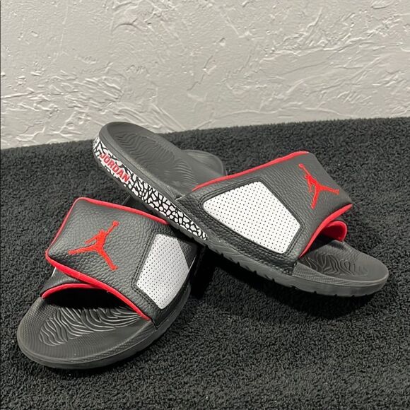 Jordan Other - 🔥🏀 Nike AIR JORDAN Hydro 3 Retro Slides Black/Cement/Red Men Sz 10 - EXCELLENT